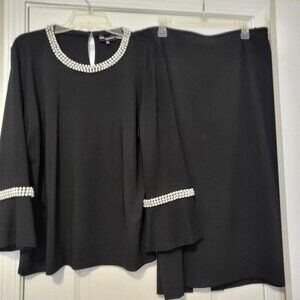 Karl Lagerfeld Faux Pearls  Embellished Skirt set